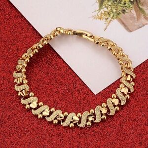 Gold Plated Stainless Steel Textured Heart Bracelet